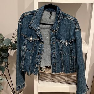 Lightly worn cropped jean jacket